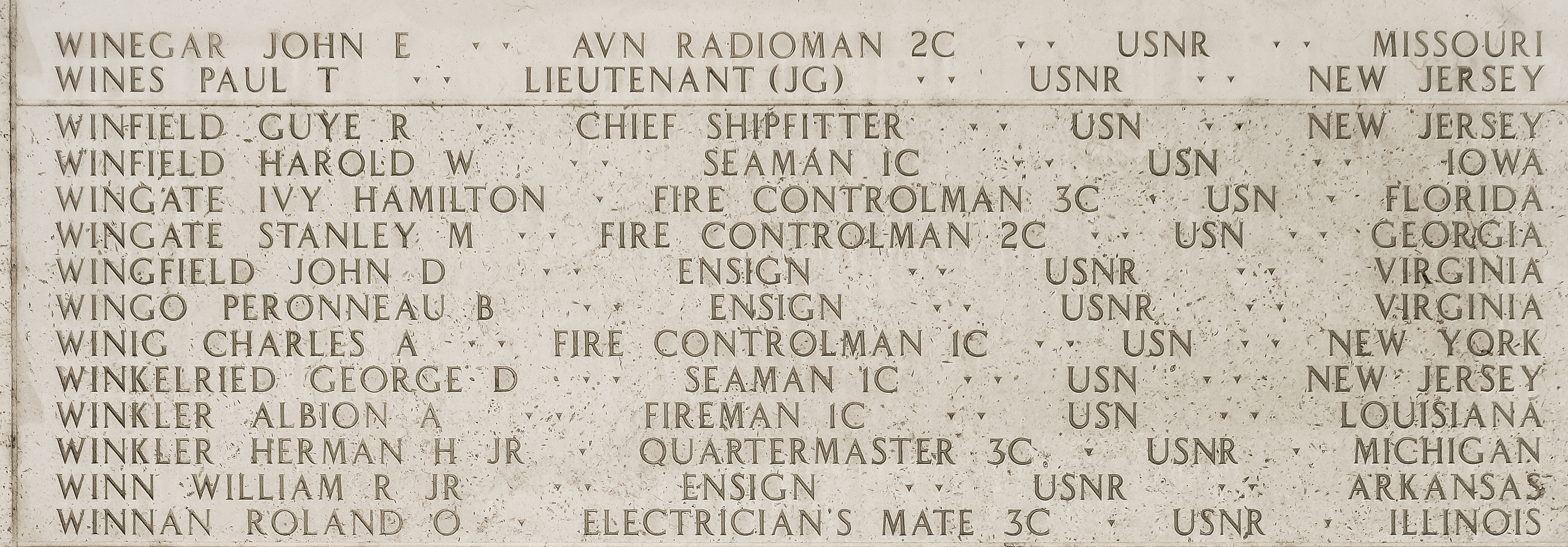 Ivy Hamilton Wingate, Fire Controlman Third Class